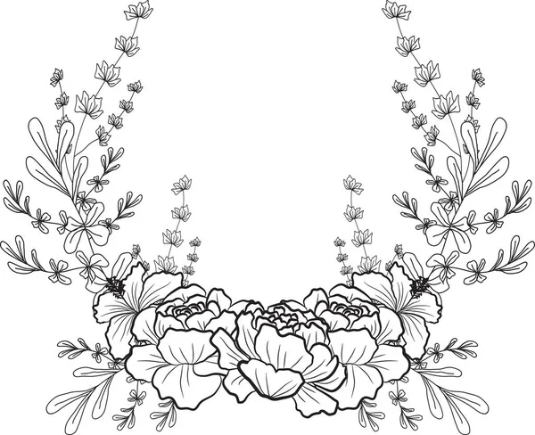 Doodle Desenhado Mão Floral Salvar Cartões Data Lineart Bohemian Onecolor — Fotografia de Stock