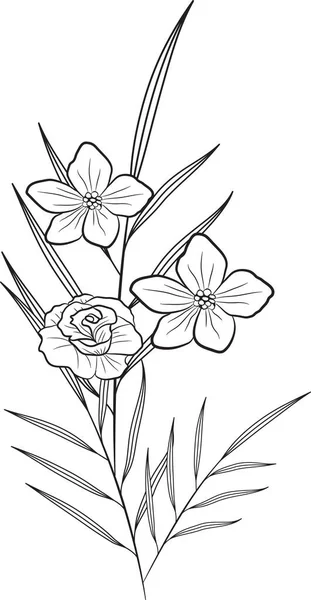 Doodle Desenhado Mão Floral Salvar Cartões Data Lineart Bohemian Onecolor — Fotografia de Stock