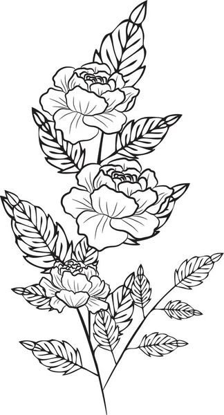 Doodle Desenhado Mão Floral Salvar Cartões Data Lineart Bohemian Onecolor — Fotografia de Stock