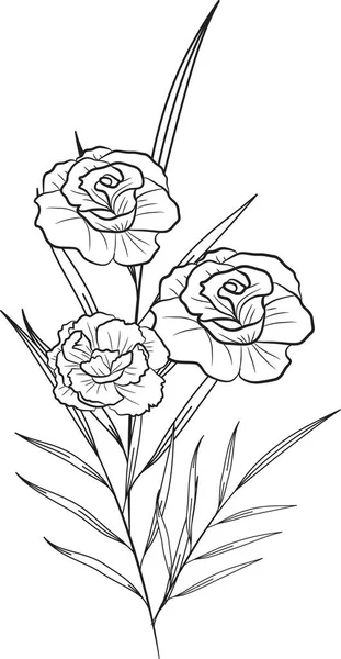 Doodle Desenhado Mão Floral Salvar Cartões Data Lineart Bohemian Onecolor — Fotografia de Stock