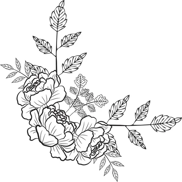 Doodle Desenhado Mão Floral Salvar Cartões Data Lineart Bohemian Onecolor — Fotografia de Stock