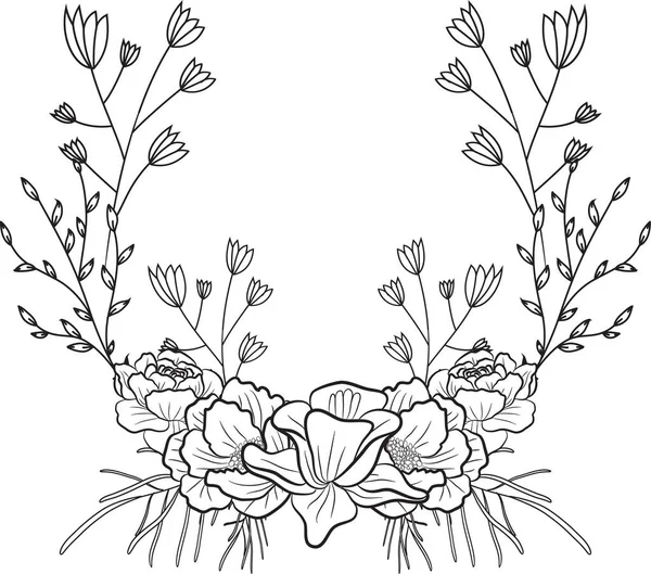 Ручной Рисунок Doodle Цветок Сохранить Дату Карты Lineart Чешский Onecolor — стоковое фото