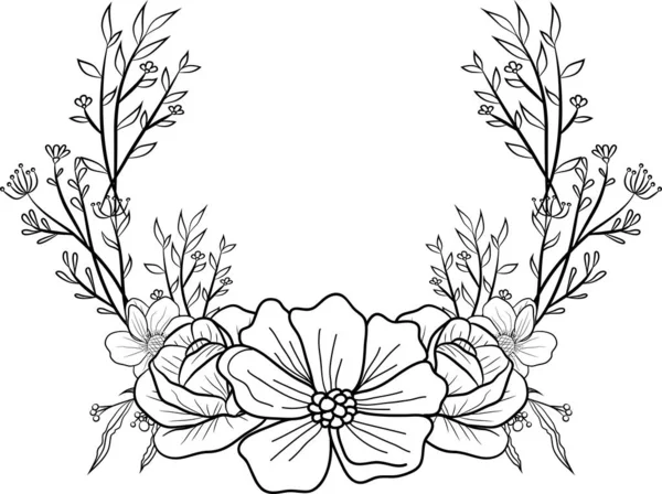 Mão Desenhada Lineart Floral Salvar Cartões Data Desenhe Onecolor Rústico — Fotografia de Stock