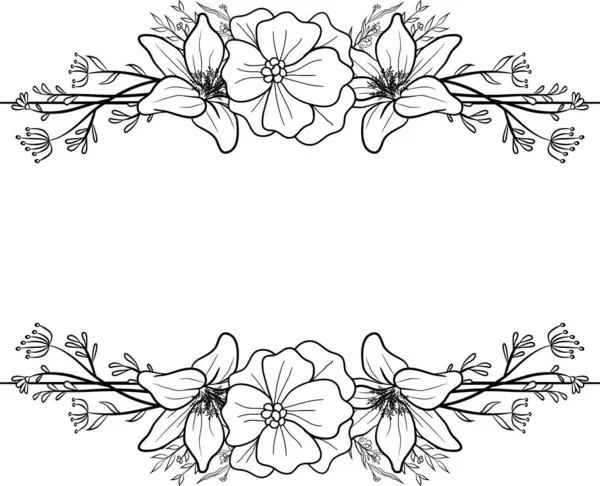 Mão Desenhada Lineart Floral Salvar Cartões Data Desenhe Onecolor Rústico — Fotografia de Stock