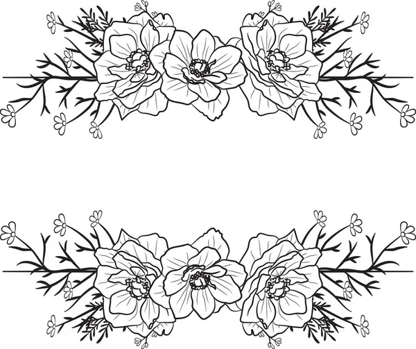 Mão Desenhada Lineart Floral Salvar Cartões Data Desenhe Onecolor Rústico — Fotografia de Stock