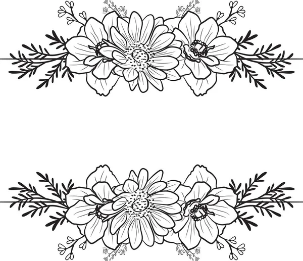 Dibujado Mano Lineart Floral Guardar Fecha Tarjetas Dibujar Onecolor Rústico —  Fotos de Stock