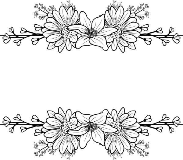 Mão Desenhada Lineart Floral Salvar Cartões Data Desenhe Onecolor Rústico — Fotografia de Stock