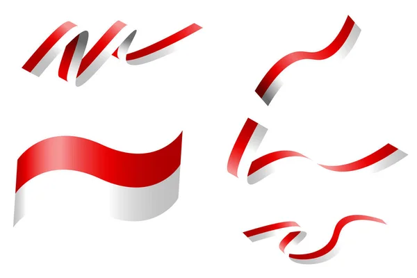 Indonesian Flag Bendera Banner Vector Ribbon Independence Day 17Th August — Zdjęcie stockowe