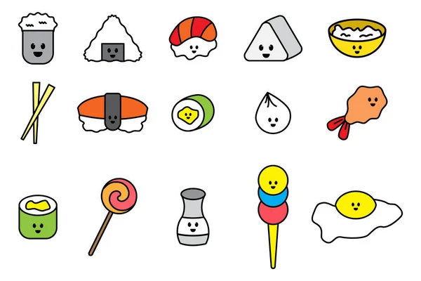 Cute Kawaii Icon Illustration Restaurant Caffe Food Beverage Business — ストック写真