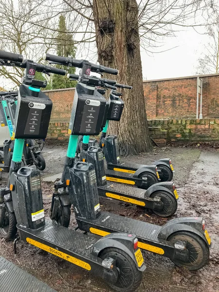  Electric scooters parking in York.