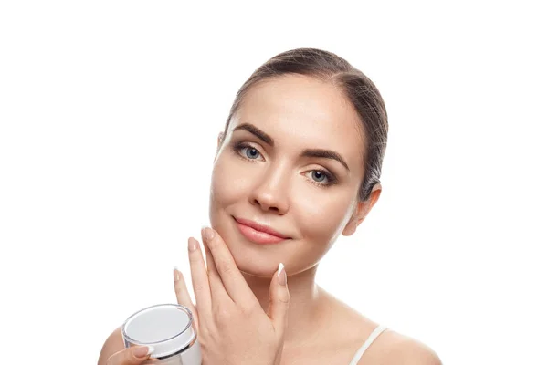 Mujer Belleza Con Piel Limpia Cuidado Piel Tratamiento Facial Cosmetología — Foto de Stock