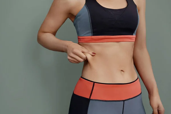Fit Fitness Mädchen Mit Schlankem Schönen Körper Ernährung Abnehmen Erfolg — Stockfoto