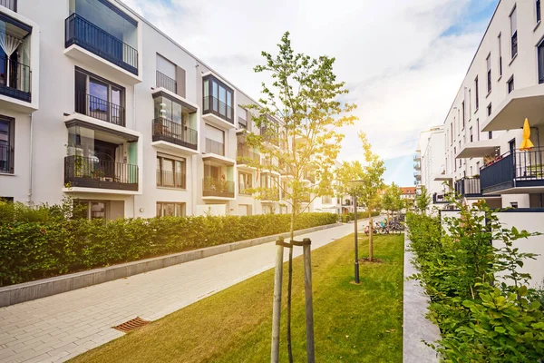 Modern Residential Buildings Outdoor Facilities Facade New Low Energy Houses — Stock Photo, Image