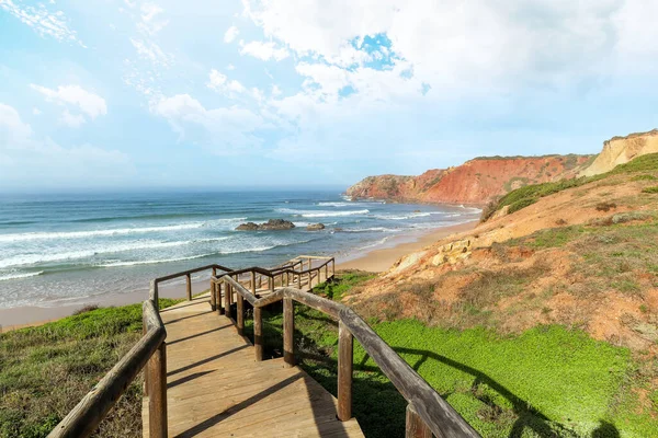 Uitzicht Praia Amado Strand Surfer Spot Buurt Van Sagres Lagos — Stockfoto