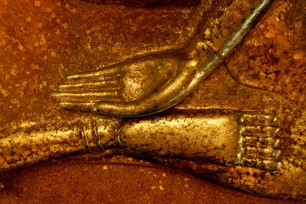 Abstrakcyjne Złote Tło Buddyzmu Koncepcja Medytacji Oświecenia Obraz Dłoni Umieszczonej — Zdjęcie stockowe