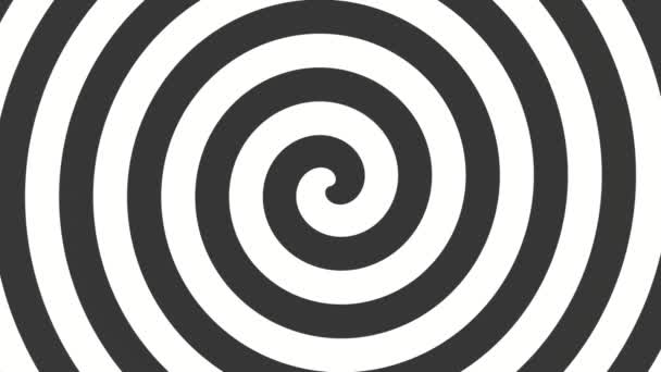 Espiral Hipnosis Giratoria Bucle Blanco Negro — Vídeo de stock