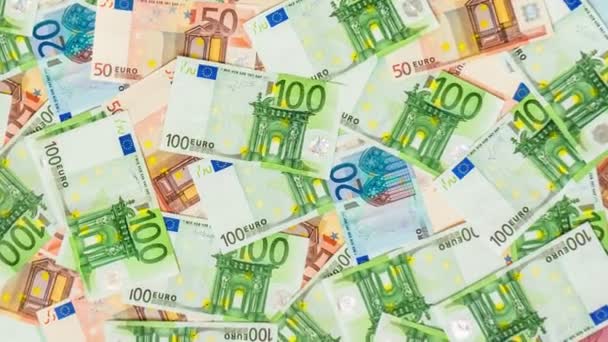 Pile Paper Euro Money Banknotes Background — Stock Video