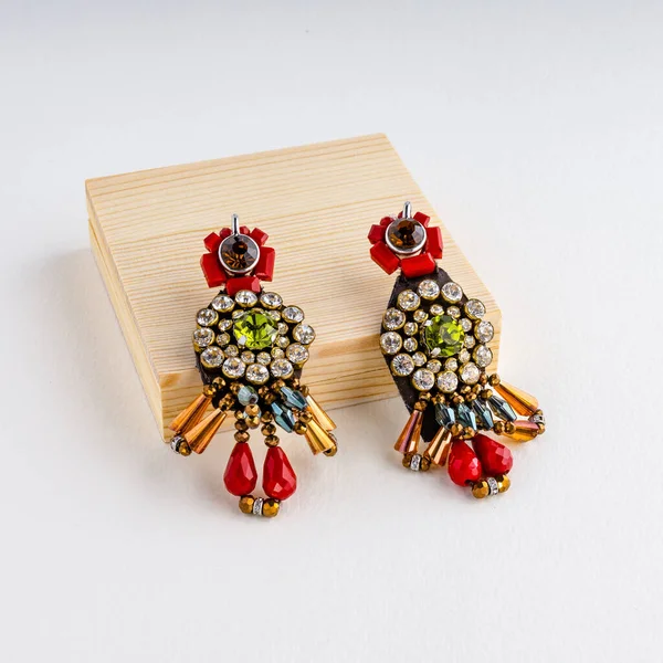 Bright Modern Fashion Jewelry Earrings Presented Display Sale — Stockfoto