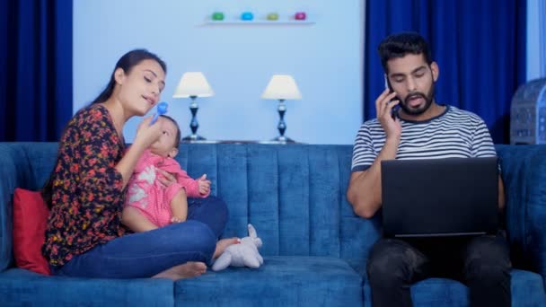 Young Guy Beard Attending Business Call While Working His Laptop — Stock Video