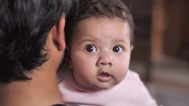 Happy Little Baby Girl Beautiful Eyes Cute Indian Baby Girl — стоковое видео