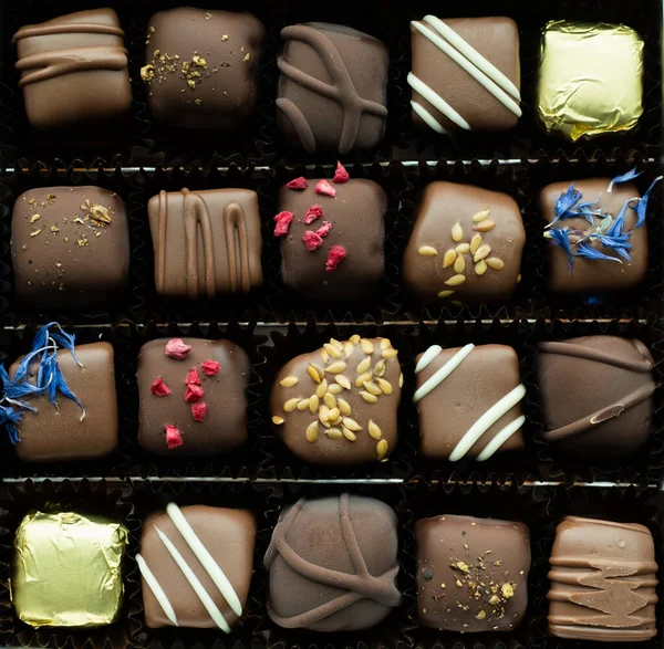 Box Delicious Handmade Chocolates — Stock Photo, Image