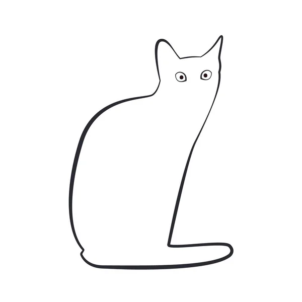 Минималистичный контур кошки. Черная изолированная векторная иллюстрация на белом фоне. — стоковый вектор
