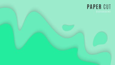 Soyut Minimum Dinamik Aqua Mavi Dalgalar Kağıt Kesim Biçimi