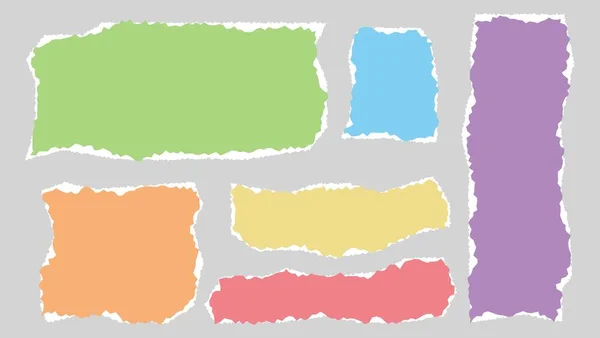 Collection Formes Variété Colorées Douces Papier Déchiré Feuille Cadre Modèle — Image vectorielle