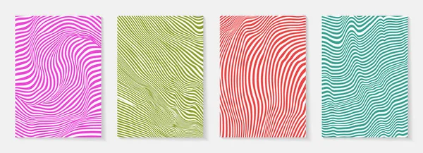 Groovy Hippie 70S Backgrounds Waves Swirl Twirl Pattern Twisted Distorted — 图库矢量图片