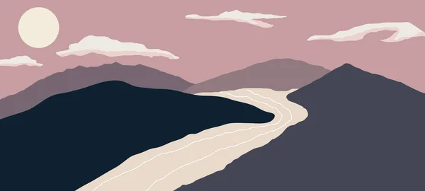 Dağlar Gökyüzü Ile Dağ Manzara — Stok Vektör
