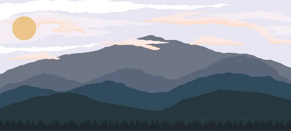 Ορεινό Τοπίο Βουνά Και Δάση — Διανυσματικό Αρχείο