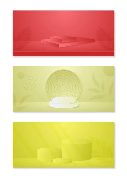 Set Van Drie Spandoeken Met Verschillende Kleuren Vectorillustratie — Stockvector