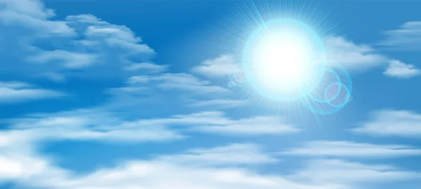 Векторная Иллюстрация Синего Неба Фоне Неба Облаком Солнечным Дизайном — стоковый вектор