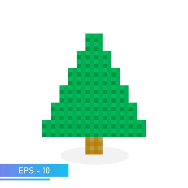 Pixel christmas tree in green color. Modern illustration. Flat vector illustration. — Stock Vector