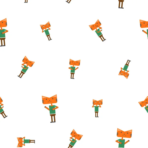 Μοτίβο χαρακτήρα γάτας ή τίγρης σε πορτοκαλί χρώματα με οποιαδήποτε συναισθήματα. Σύμβολο του 2022 έτος. Εικονίδιο. Απομονωμένο σε λευκό φόντο. Επίπεδη διανυσματική απεικόνιση. — Διανυσματικό Αρχείο