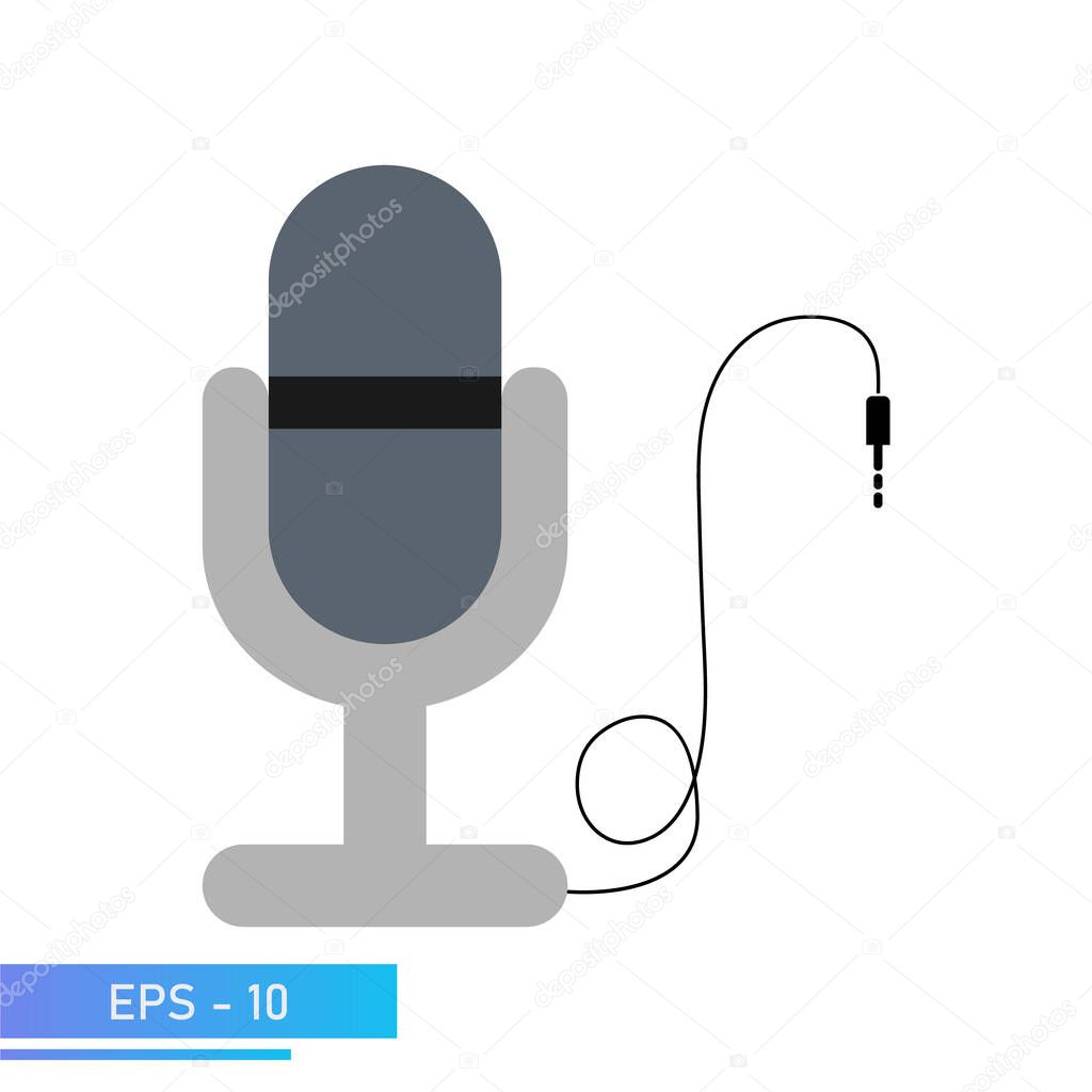 Microphone for online podcasts or a radio host. Microphone for an interview. Vector illustration.