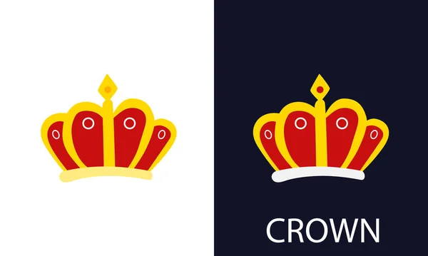 Golden crown of kings and queens with red elements. For dark and light backgrounds. Vector illustration. — Stock Vector