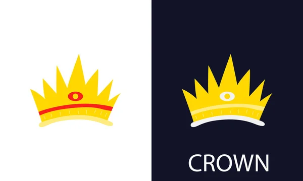 Golden crown of kings and queens with red elements. For dark and light backgrounds. Vector illustration. — Stock Vector