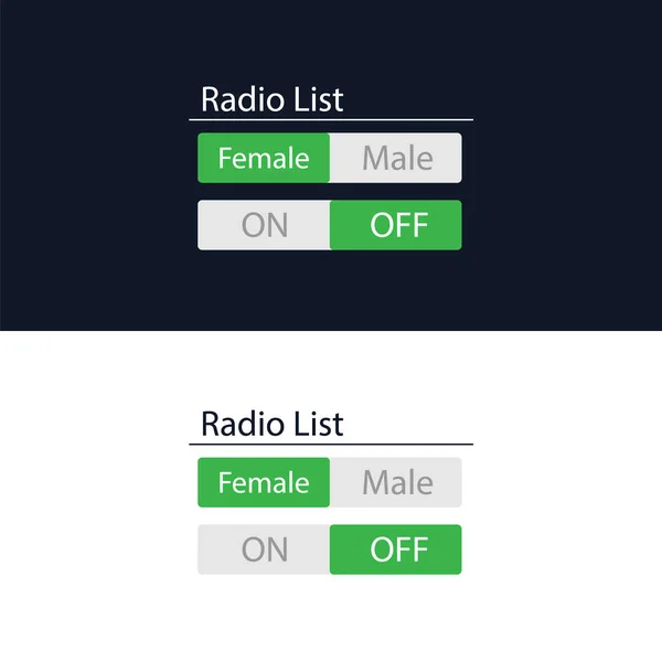 Formulário de pesquisa do usuário durante o registro. Folha de rádio é um elemento HTML do modelo do site. Interface de usuário para o site e aplicação. Ilustração vetorial. — Vetor de Stock