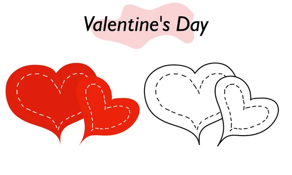 バレンタインデーへの愛のシンボル。心は赤く、心は並んでいます。ベクターイラスト. — ストックベクタ
