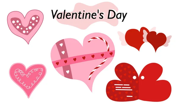 Valentin-napra szóló tárgyak. Borítékok, Valentin-napok, levelek. Színes változatban. A szerelem szimbóluma és egy Valentin-napi ünnep. Vektorillusztráció. — Stock Vector