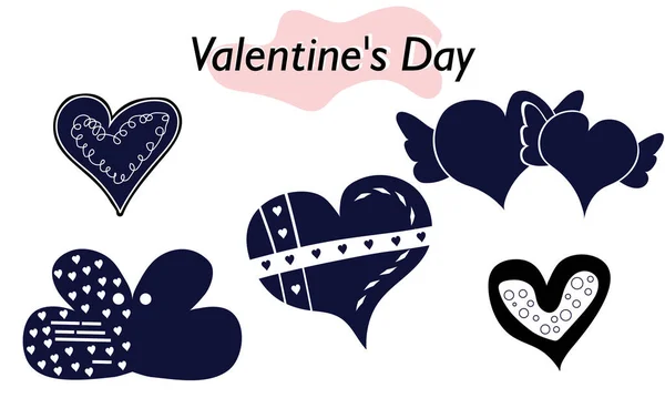 Een set items voor Valentijnsdag. Enveloppen, Valentijnsdag, brieven. Iconen. In een solide uitvoering, in één kleur. Een symbool van liefde en een Valentijnsdag vakantie. Vectorillustratie. — Stockvector