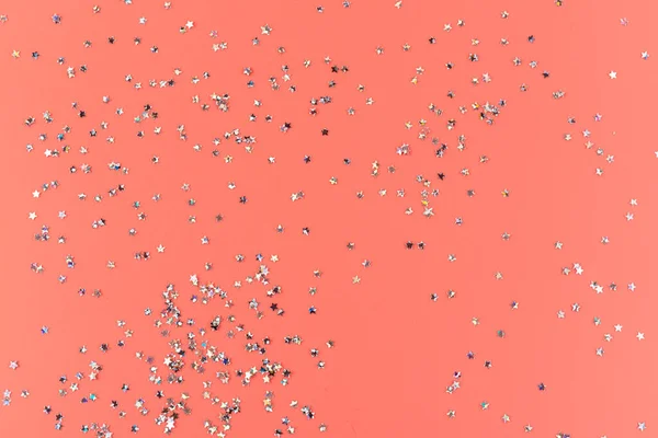 Glitter Estrelas Confete Sobre Fundo Rosa Cores Pastel Brilhantes Fundo — Fotografia de Stock