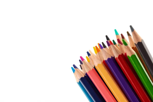 Multi Lápis Coloridos Alta Definição Sobre Fundo Branco — Fotografia de Stock