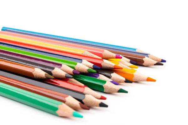 Multi Lápis Coloridos Alta Definição Sobre Fundo Branco — Fotografia de Stock