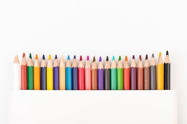 Multi Colored Pencils High Definition White Background Stock Picture