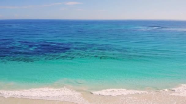 Flygfoto över havet kustlinje med sandstrand — Stockvideo