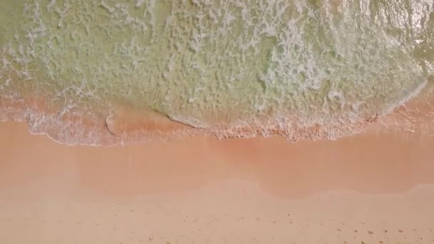 Top view of ocean coastline with sandy beach — Vídeo de stock