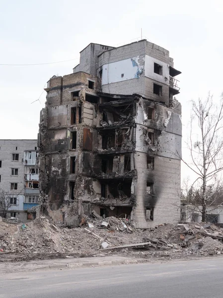 Війна Росії Проти України Російська Бомба Вразила Цивільні Будівлі Війна — стокове фото