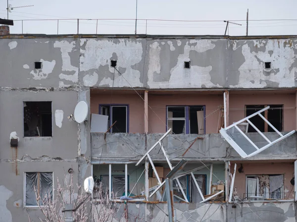 Российское Вторжение Украину Разрушило Разрушенный Город Украина Ракетная Бомба Атакует — стоковое фото